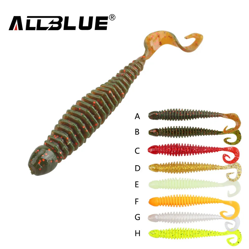 ALLBLUE Saturn 105mm 9g Soft Lure Single Tail Worm Grub 6pcs/lot Silicone Artificial Plastics Bait Bass Swimbait  Pike Tackle