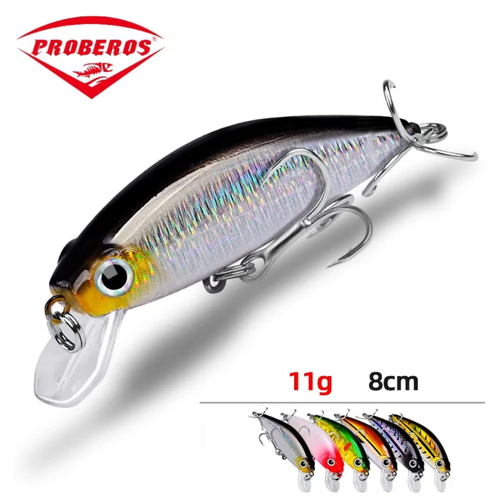 PRO BEROS 11g 3g Slowly Sinking Minnow Fishing Lure 80mm Artificial Japan Hard Bait Bass Pike Wobblers Crankbait Carp Fishing