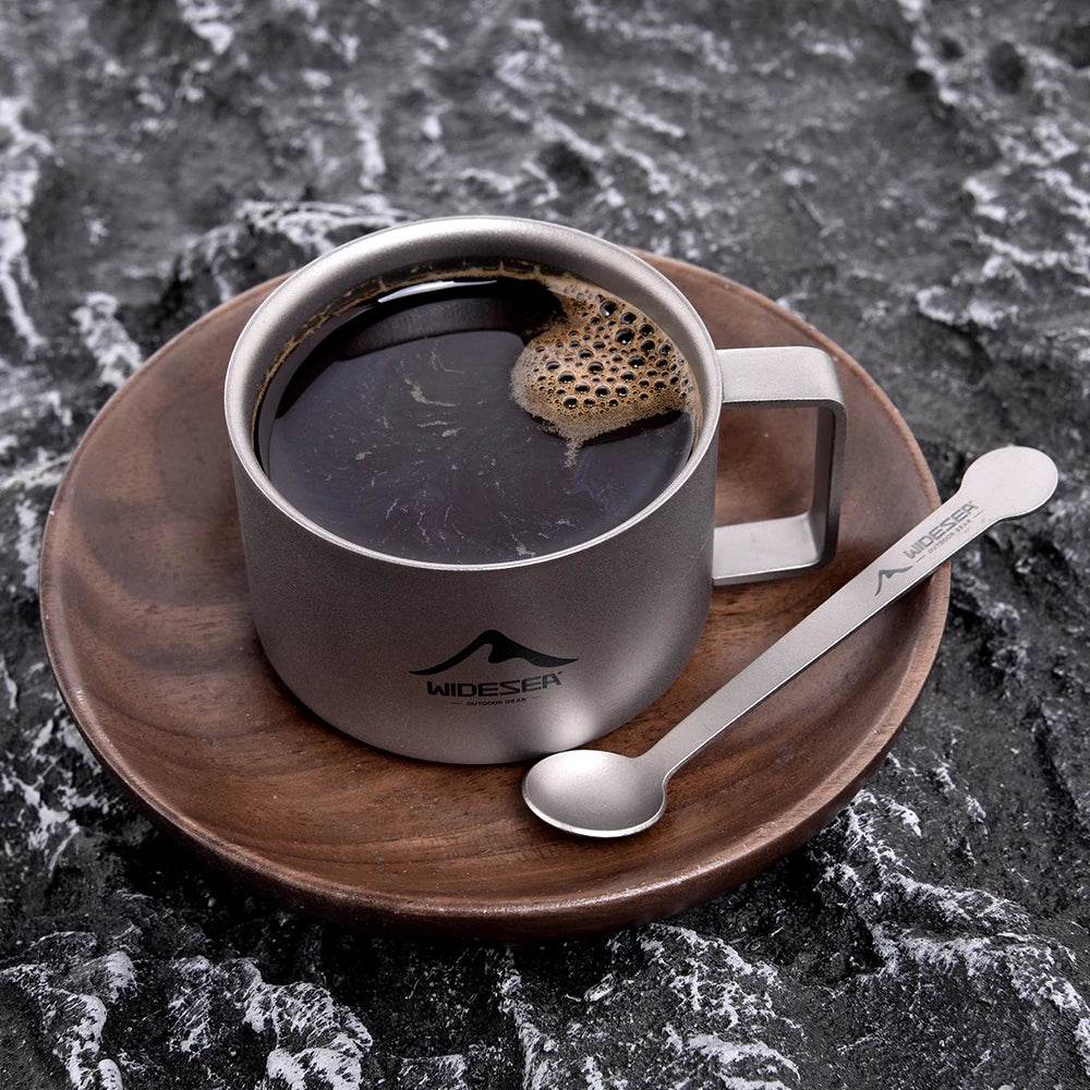 Widesea Titanium Camping Coffee Cup & Mixing Spoon - Fish & Cheaps | Fishing & Outdoor Gear