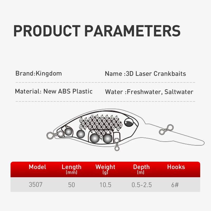 Kingdom Sinking Minnow Crankbait 50mm - Fish & Cheaps | Fishing & Outdoor Gear