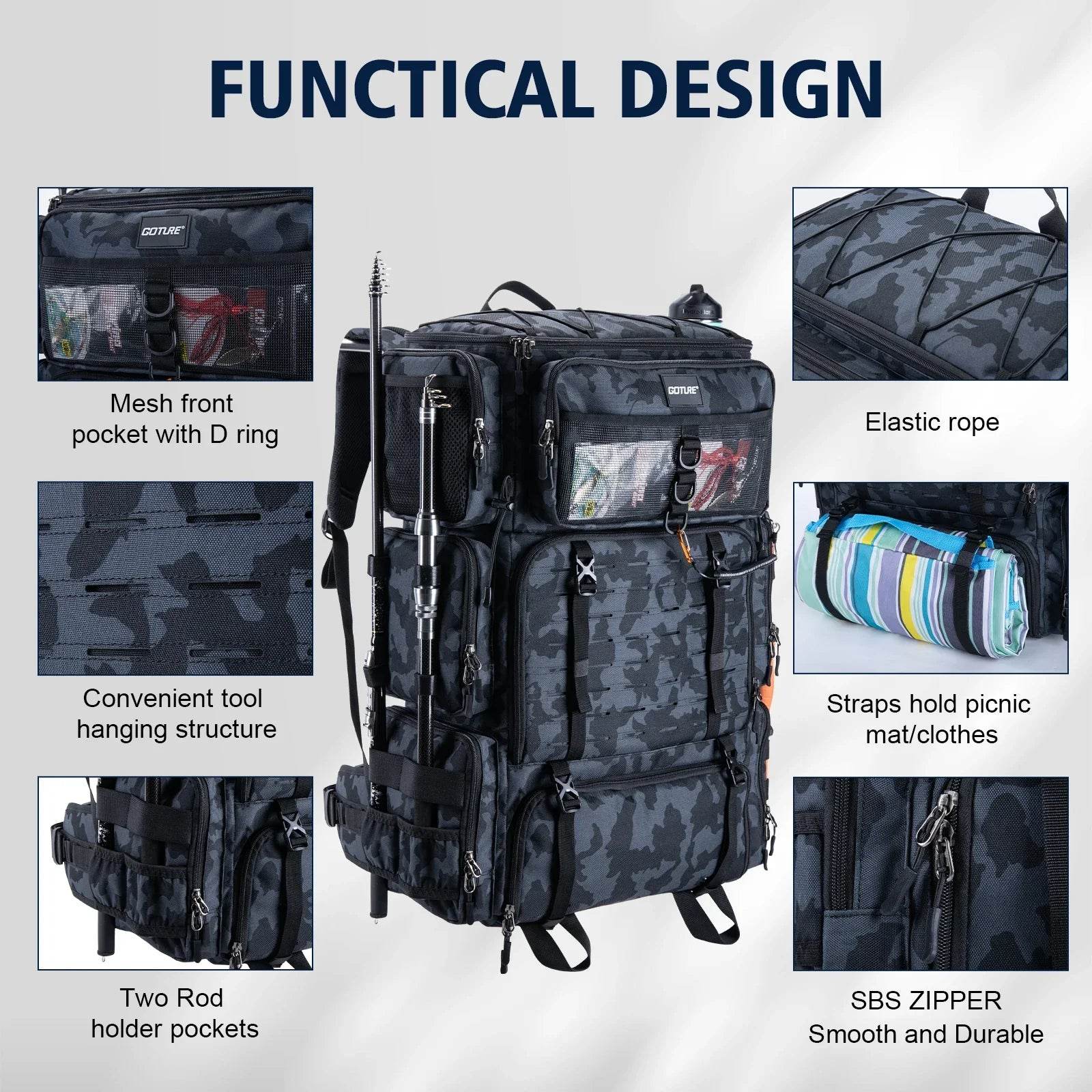 Goture 72L Large Capacity Fishing Tackle Bag - Fish & Cheaps | Fishing & Outdoor Gear