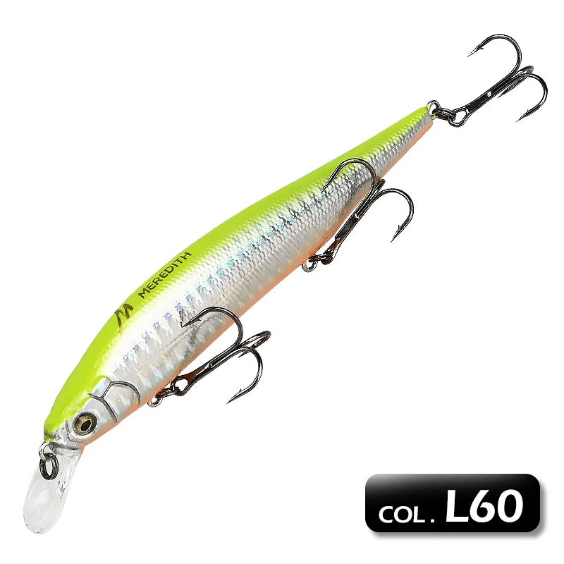 MEREDITH 115mm Slow Floating Jerkbaits Innovation Weight System for Pike Minnow Lures for Fishing Artificial Bait Fishing Bait