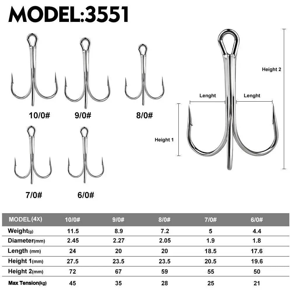 PROBEROS 10pcs Big Sharp Treble Hooks - Fish & Cheaps | Fishing & Outdoor Gear