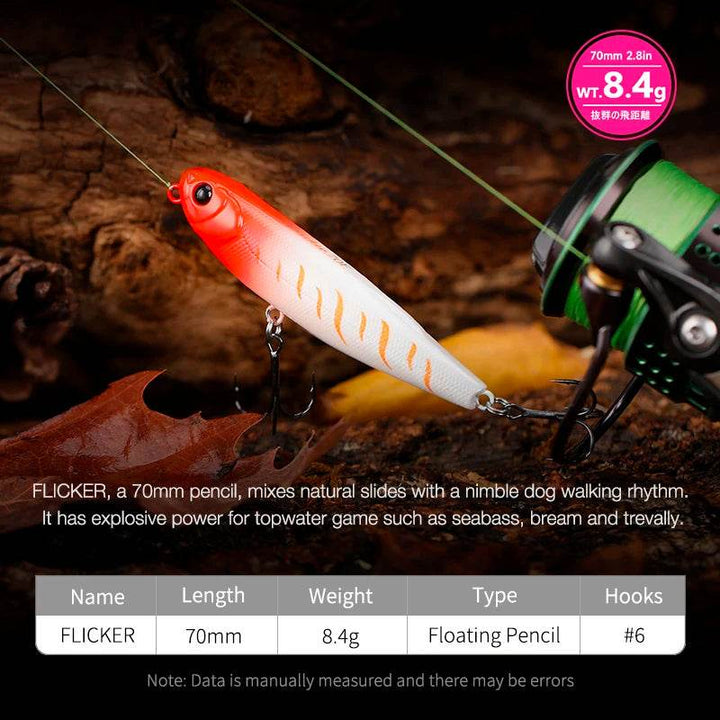 TSURINOYA FLICKER 70F Z Dog Topwater Walker - Fish & Cheaps | Fishing & Outdoor Gear