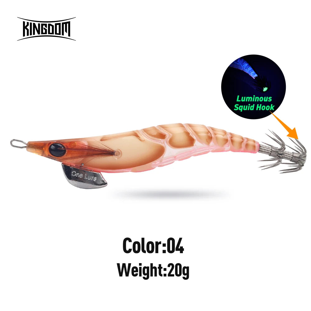 Kingdom Egi Squid Bait Artificial Jigging Lures Slow Sinking Squid Hooks Sea Fishing Octopus Cuttlefish Luminous Tackle Lure