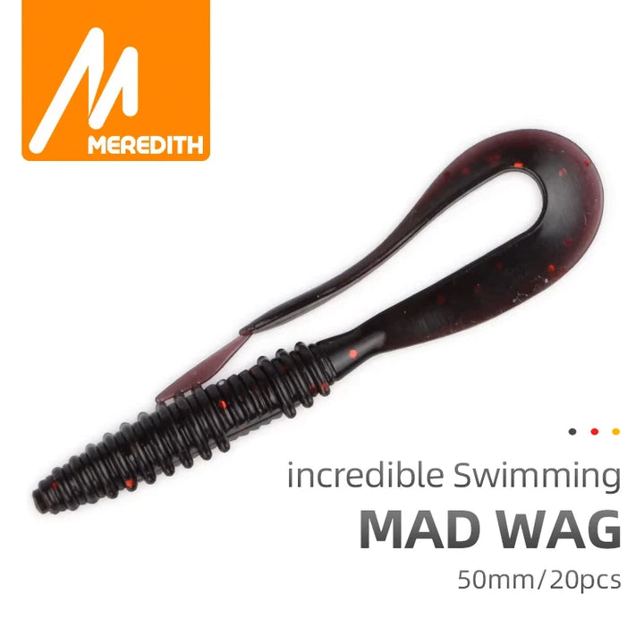 Meredith Mad Wag Mini 5cm 0.6g 20/pcs Artificial Silicone Lures Fishing Soft Baits Wobblers Fishing Soft Lures Swimbait Lures