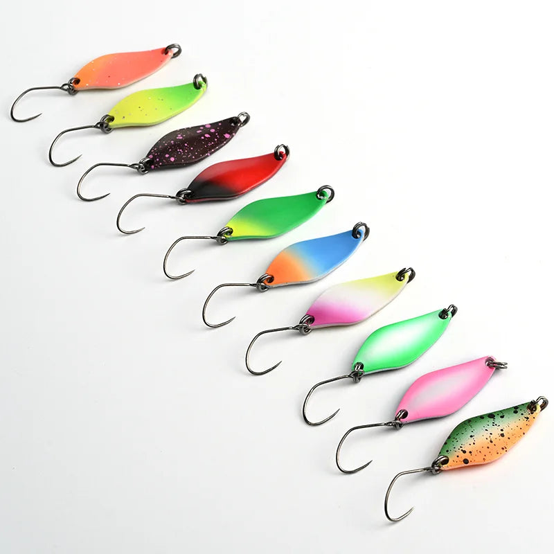 BLUX Fishing Lure 2.4g Mini Metal Spoon Area Trout Colorful Brass Copper Bait Freshwater Stream Tackle for Chub Perch Salmon