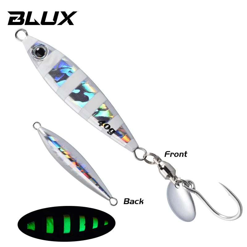 BLUX Blade Shotel Casting Jig 30g 40g 60g Metal Jigging Spoon Spanish Mackerel Bass Off Shore Artificial Bait Saltwater Tackle