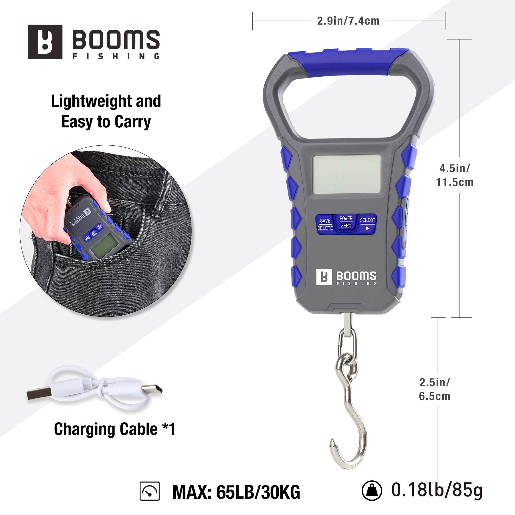 Booms Fishing 65LB Digital Fishing Scale & Grip Set - Fish & Cheaps | Fishing & Outdoor Gear
