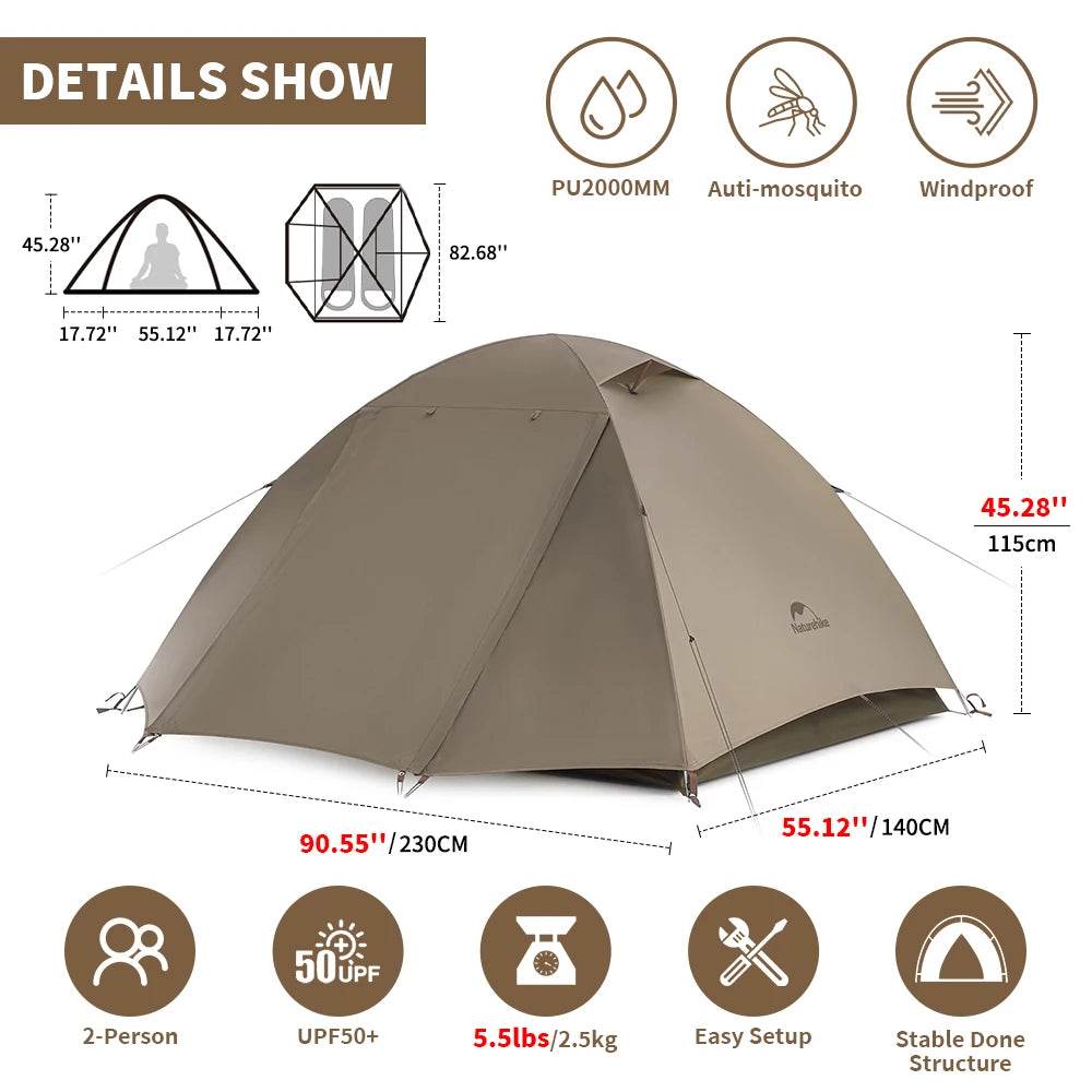 Naturehike Cloud River — 2–3 Person Ultralight Waterproof Camping Tent - Fish & Cheaps | Fishing & Outdoor Gear