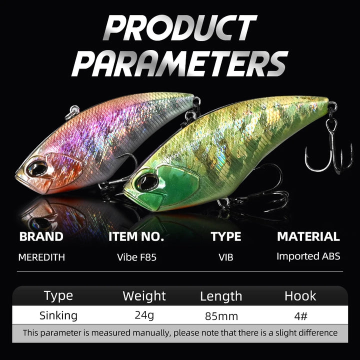 MEREDITH Lipless Crankbait Vibe lure 85mm 24g Wobblers Fishing lure  Sinking Artificial Baits Bass Pike Crap Perch