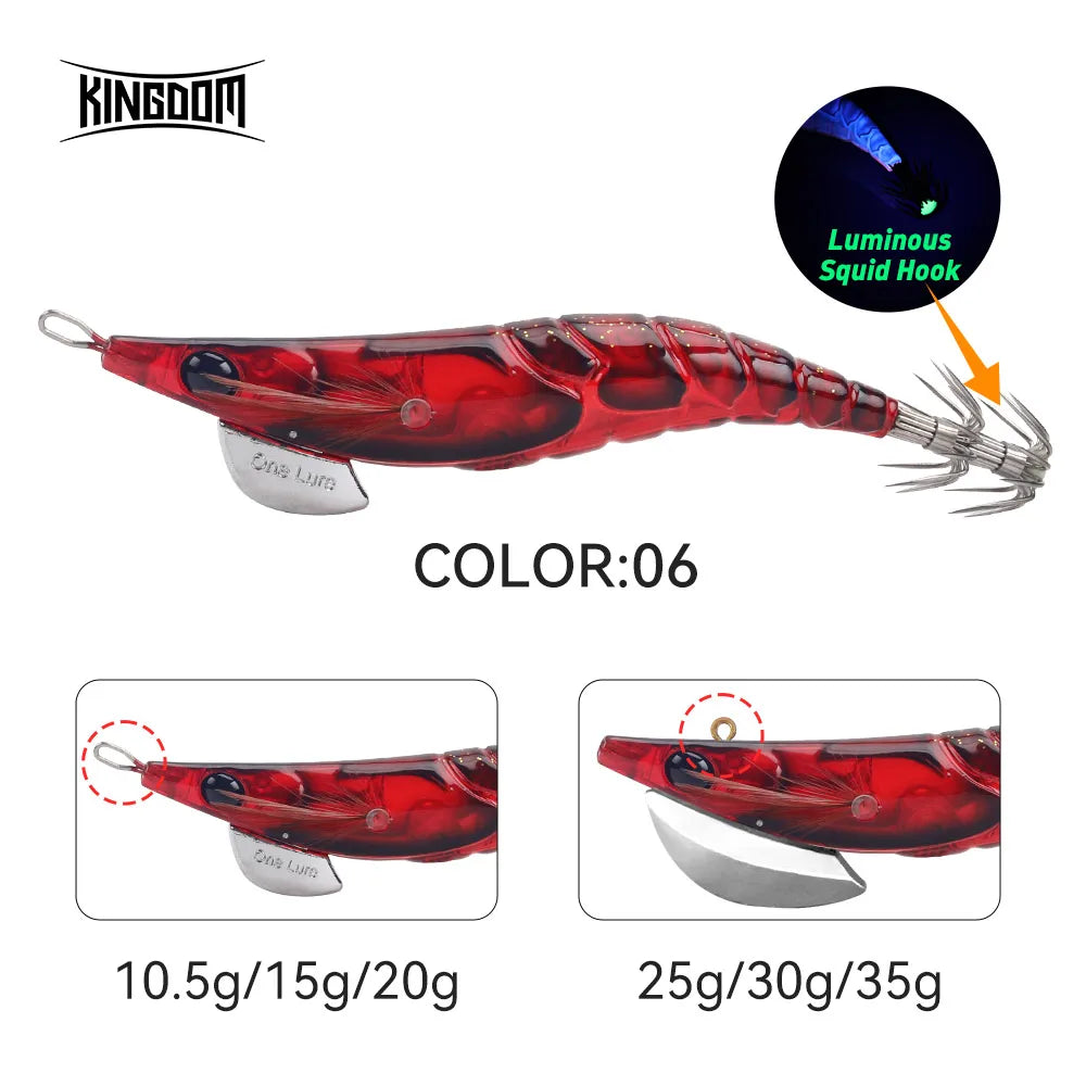 Kingdom Egi Squid Bait Artificial Jigging Lures Slow Sinking Squid Hooks Sea Fishing Octopus Cuttlefish Luminous Tackle Lure