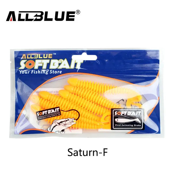 ALLBLUE Saturn 105mm 9g Soft Lure Single Tail Worm Grub 6pcs/lot Silicone Artificial Plastics Bait Bass Swimbait  Pike Tackle