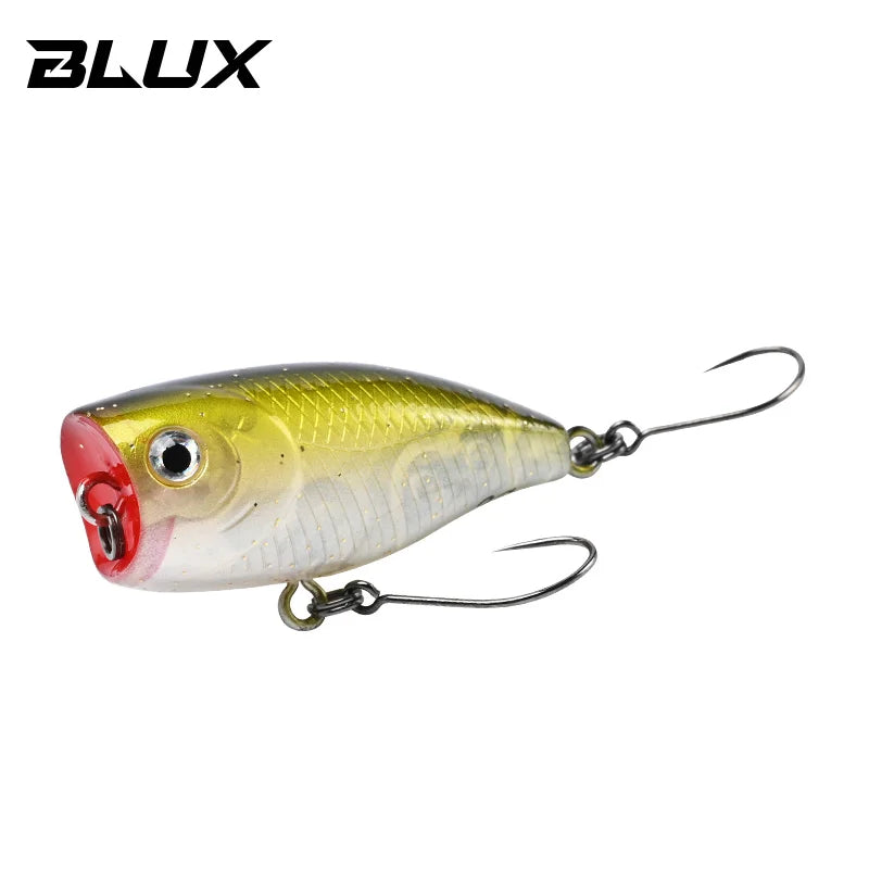 BLUX POKO Topwater Popper 35mm 3g Stream Trout Bass Fishing Lure Plastic Bait Creek Floating Freshwater Artificial Hard Lure