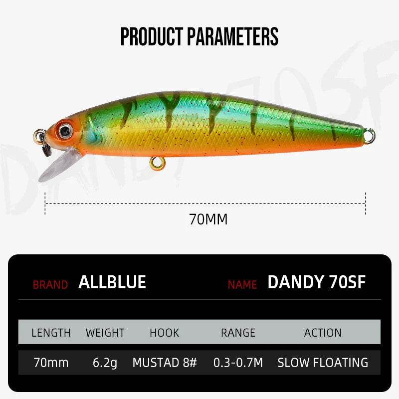 ALLBLUE DANDY 70SF – Precision Slow Floating Minnow - Fish & Cheaps | Fishing & Outdoor Gear