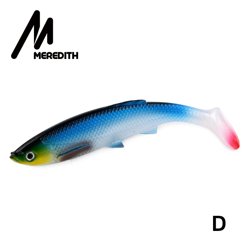 MEREDITH 4.73" Bleak Paddle Tail 14.5g 4pcs 120mm Fishing Soft Lures 3D Eyes T Tail Artificial Bait Plastic Pike Fishing Lures