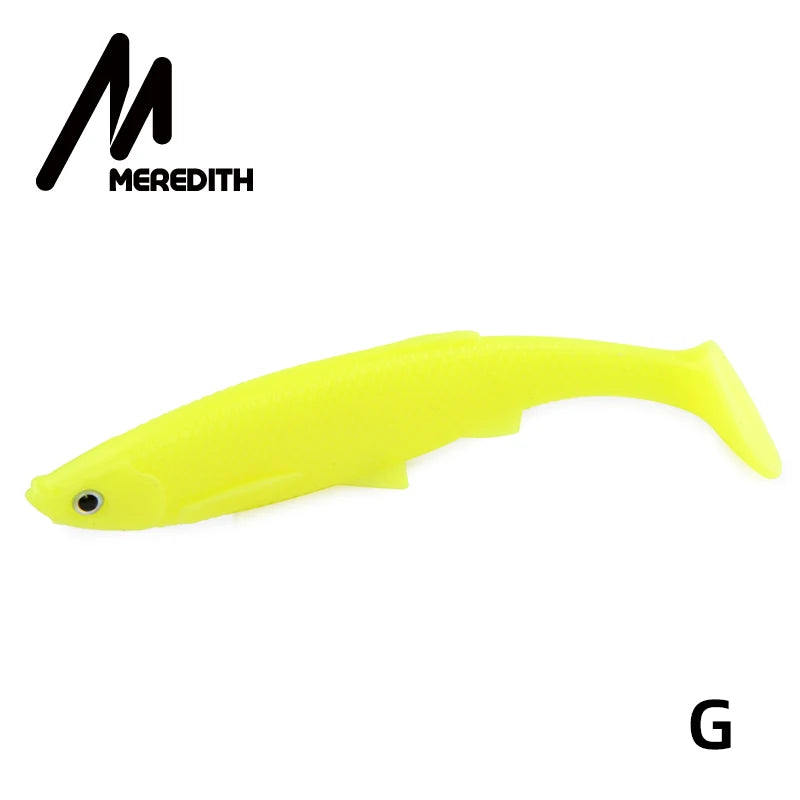 MEREDITH 4.73" Bleak Paddle Tail 14.5g 4pcs 120mm Fishing Soft Lures 3D Eyes T Tail Artificial Bait Plastic Pike Fishing Lures