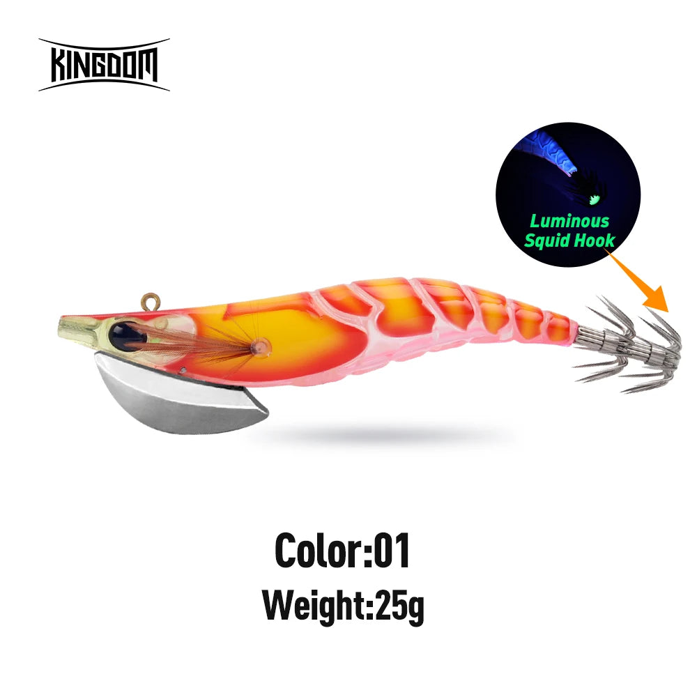Kingdom Egi Squid Bait Artificial Jigging Lures Slow Sinking Squid Hooks Sea Fishing Octopus Cuttlefish Luminous Tackle Lure