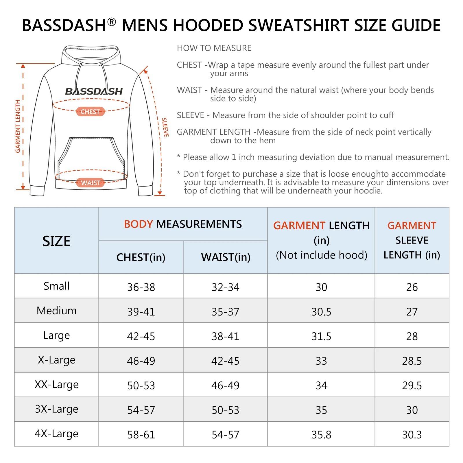 BASSDASH Cotton Hoodie – Men’s Warm Pullover - Fish & Cheaps | Fishing & Outdoor Gear