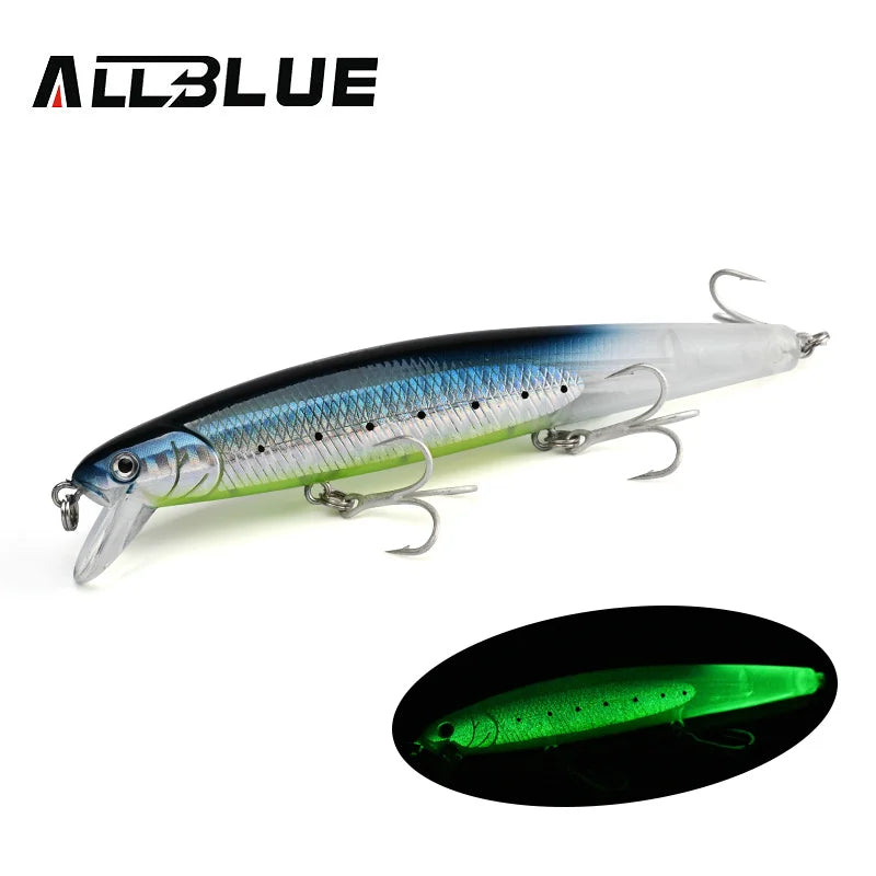 ALLBLUE FlashMinnow 110 Fishing Lure 110mm 17.8g Glow Jerkbait Wobbler Slow Suspending Minnow Plastic Bait Bass Pike Tackle