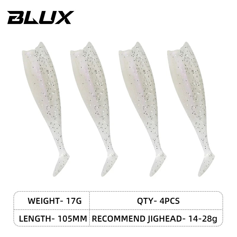 BLUX BLOD SHAD 80mm 105mm Soft Fishing Lure Jighead Black Tail Minnow Artificial Silicone Bait Saltwater Sea Bass Swimbait Gear