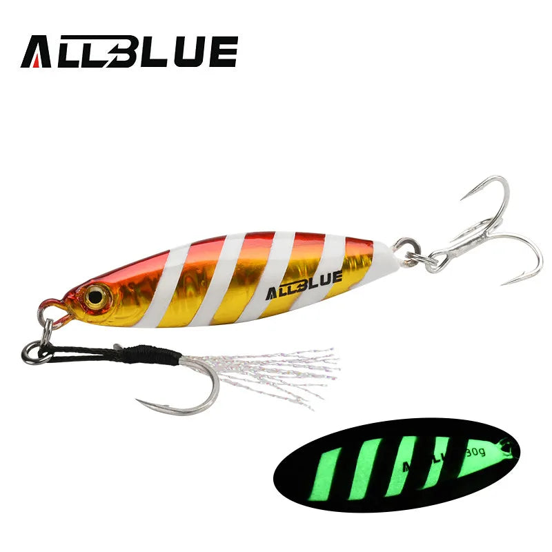 ALLBLUE SPINDLE Casting Metal Jig 20G 30G 40G Shore Cast Jigging Spoon Sea Bass Fishing Lure Artificial Bait Spinning Tackle